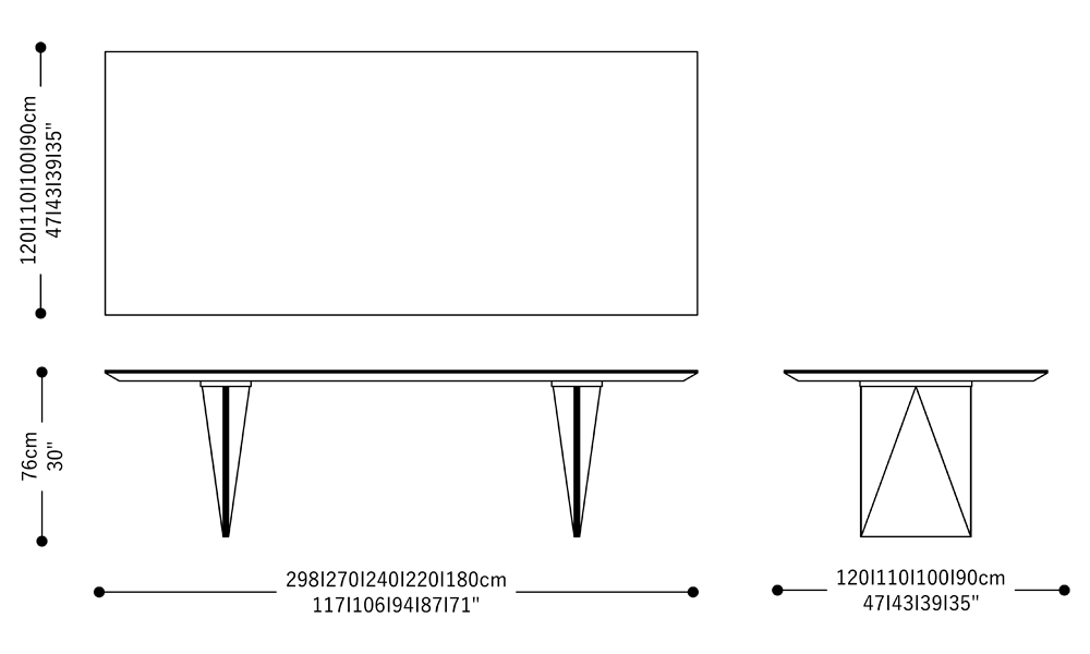 Image of the main dimensions of the product
